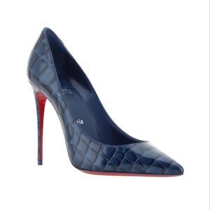 Christian Louboutin Blue Croc-Patterned Heels